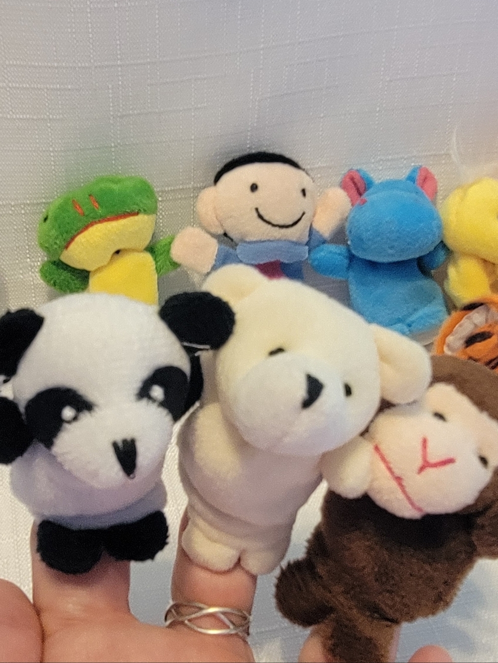 12 Plush Finger Puppet Set - Various Animals And People